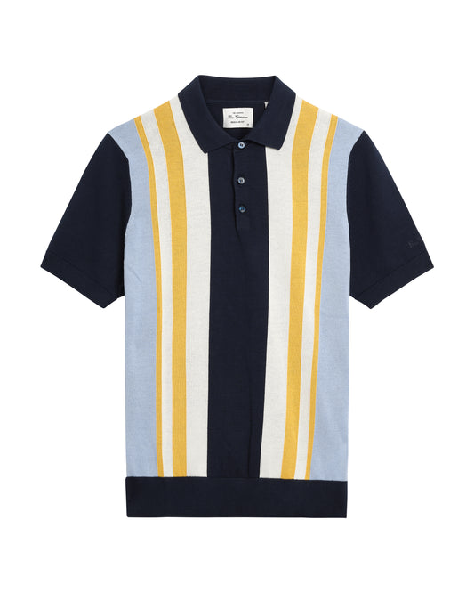 Ben Sherman knitted polo 13473 kleur 25 navy yellow