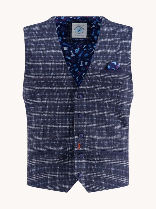 A Fish Named Fred waistcoat 32.139.600 classic blue travel check