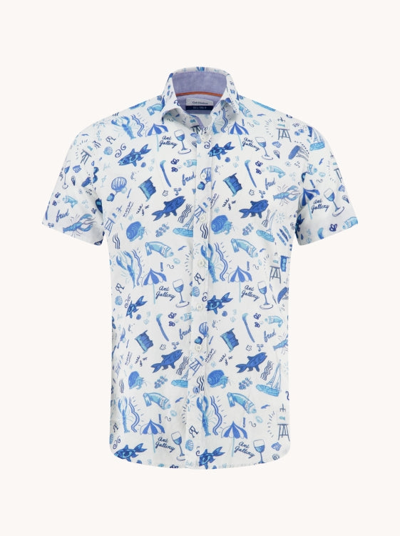 A Fish named Fred hemd 33.052.607 SS doodle cobalt