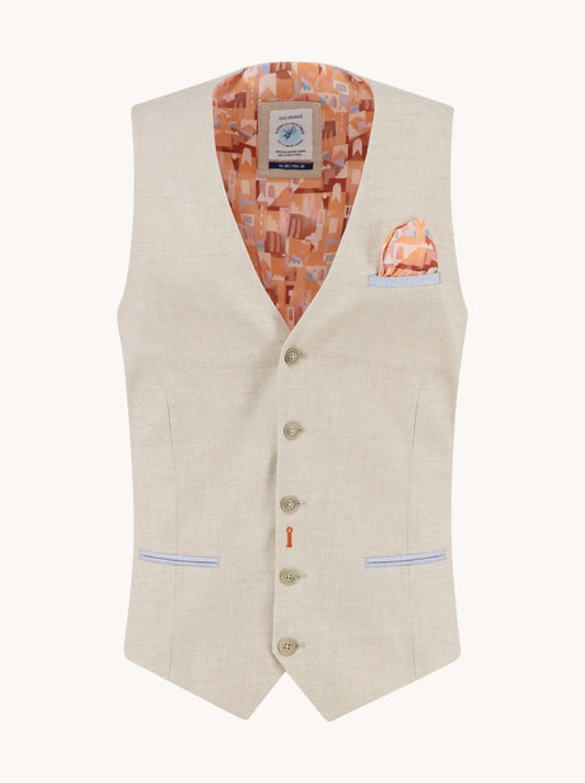 A Fish named Fred waistcoat linen look 33.135.205 sand
