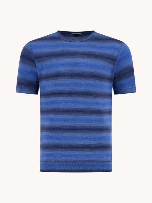 A Fish named Fred tshirt knitted melange stripe 33.407.607 cobalt