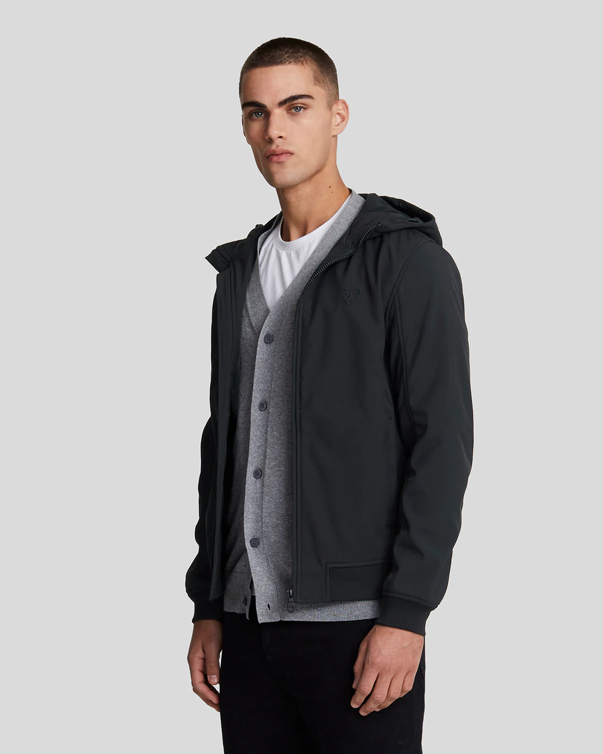 Lyle & Scott Tonal Eagle Fleece Back Softshell Jacket JK 2110 kleur Z865 Jet Black