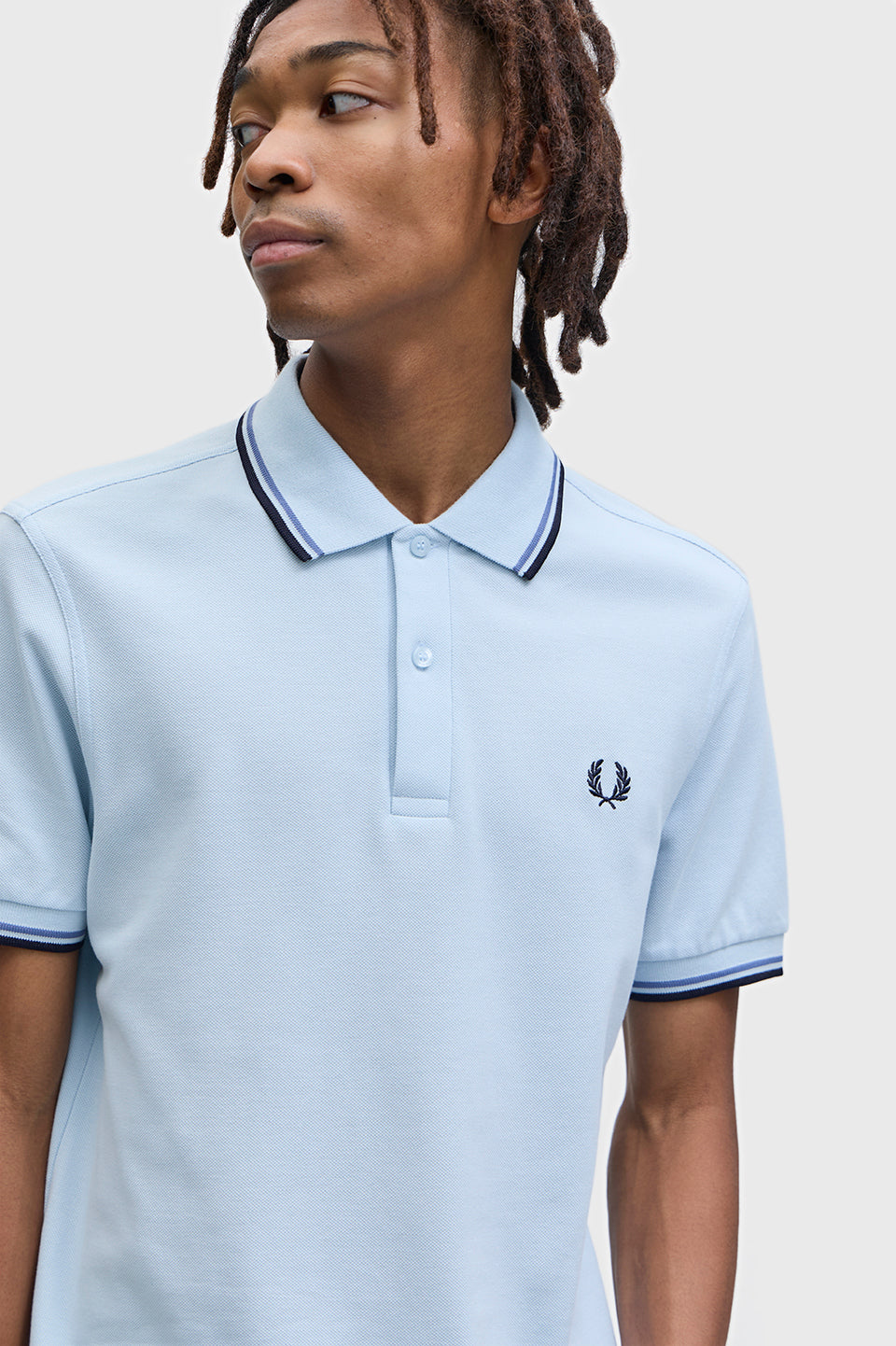 Fred Perry polo M 3600 knitted polo kleur 96A lichtblauw