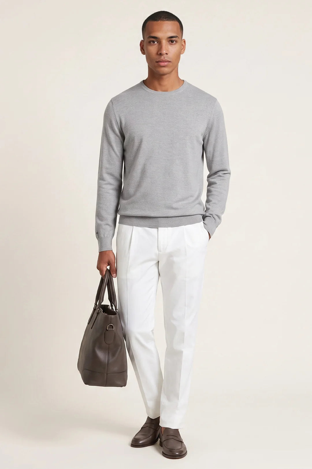 Thomas Maine trui crew neck NOS 82 TM 100 kleur 91 light grey