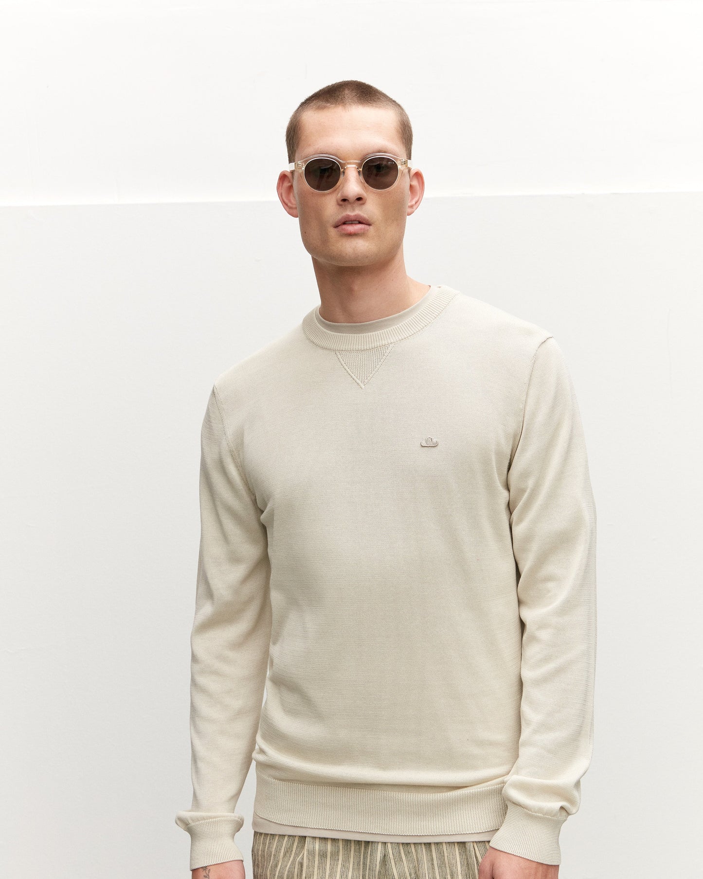 The Goodpeople TECHNICAL KNITTED CLOUD SWEAT trui 24010100-Stone-S Korean