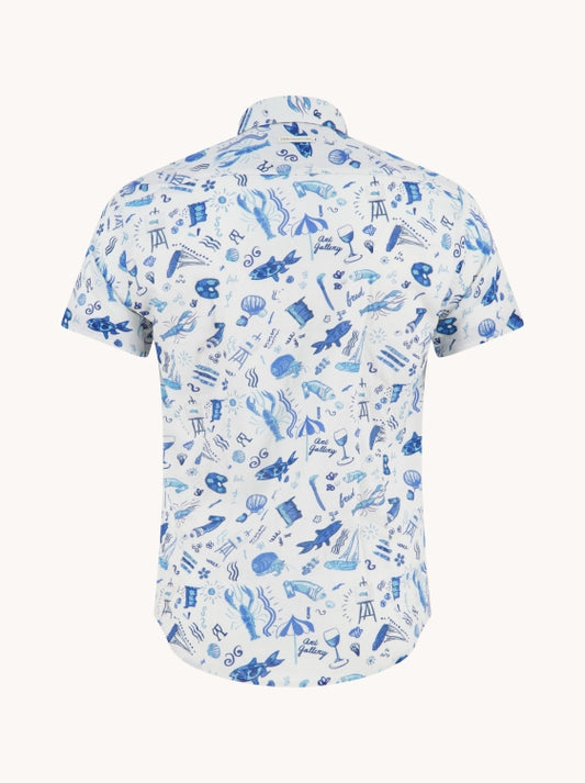 A Fish named Fred hemd 33.052.607 SS doodle cobalt