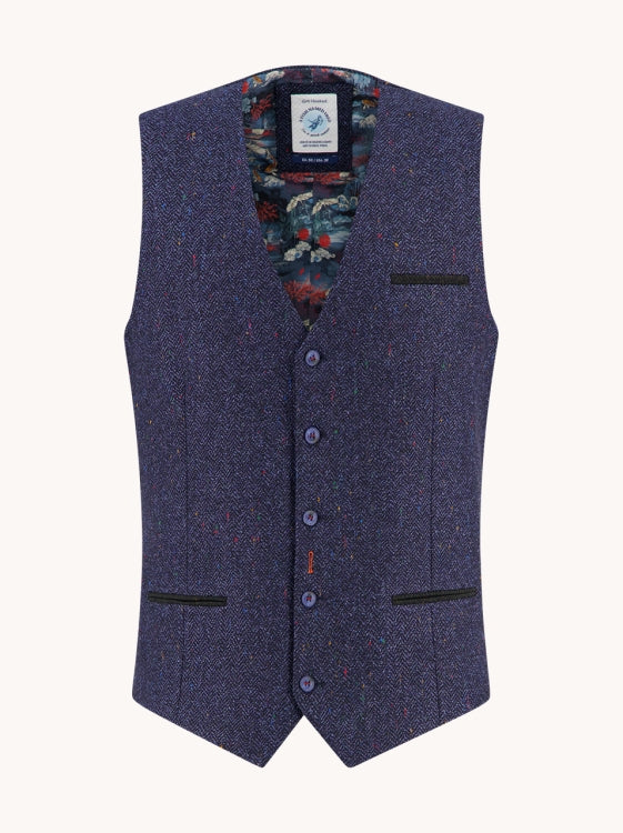 A Fish Named Fred waistcoat herringbone 34.138 kleur 604 navy