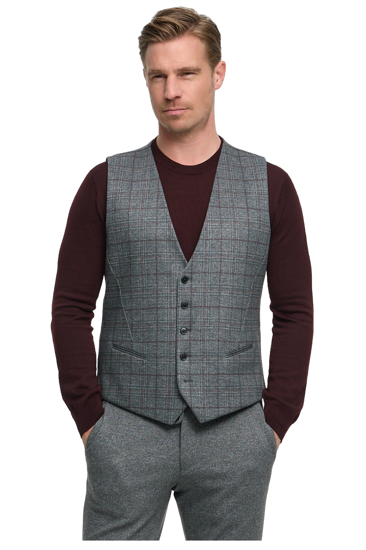 Zuitable waistcoat Diwesley 262664 kleur 370 dark grey ruit