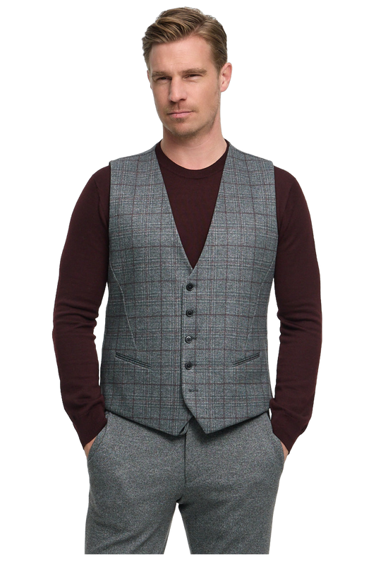 Zuitable waistcoat Diwesley 262664 kleur 370 dark grey ruit