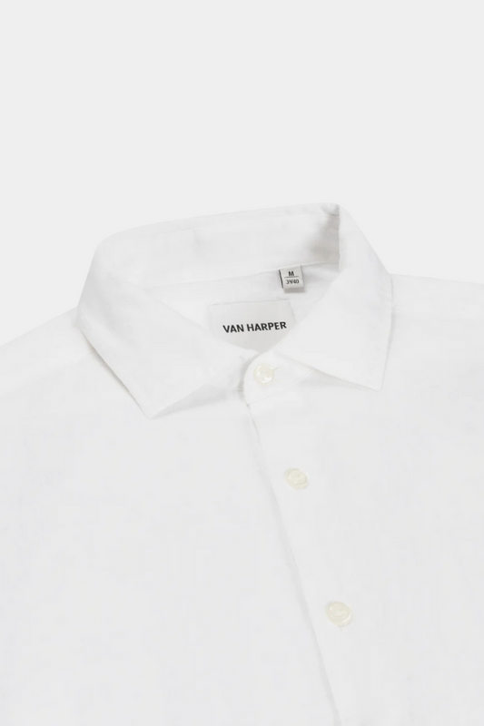 Van Harper hemd VHR 35 linnen kleur 1000 wit
