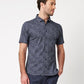 Desoto hemd km 92832 kleur 538 dark blue denim with flowers