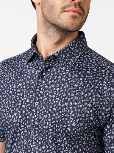 Desoto hemd km 92832 kleur 538 dark blue denim with flowers