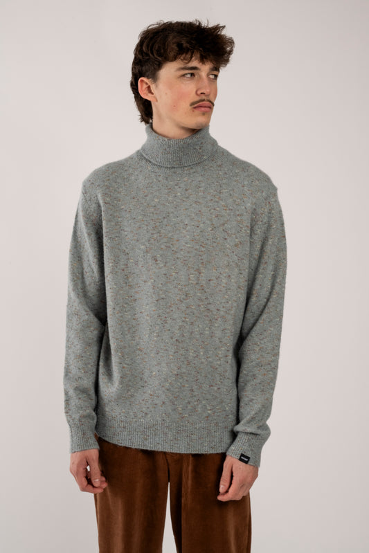 Antwrp BKW 360 L-220 kleur 447 FROST BLUE NEPPY YARN TURTLENECK KNIT TRUI