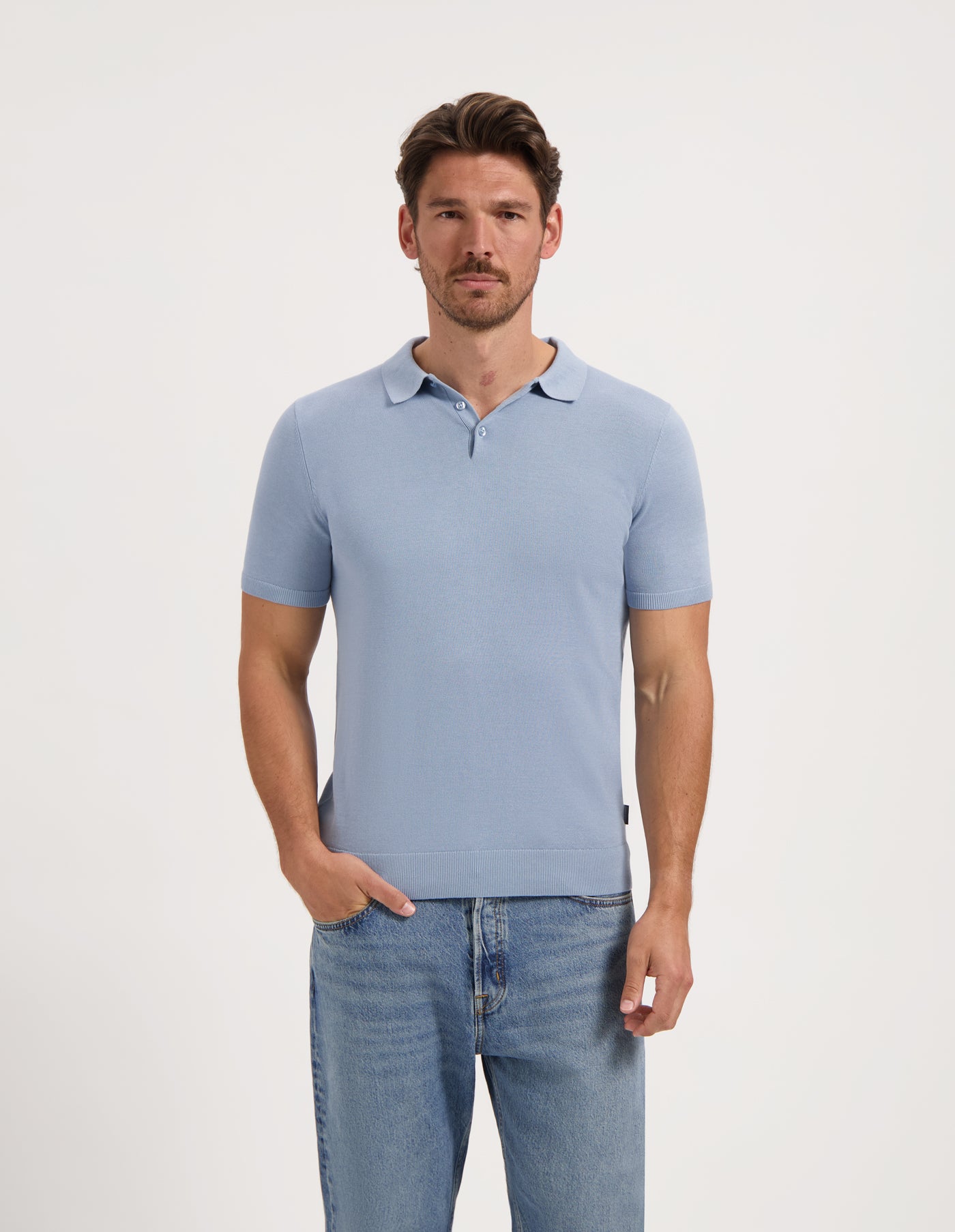 Saint Steve knitted polo Chris kleur true blue