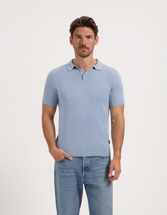 Saint Steve knitted polo Chris kleur true blue