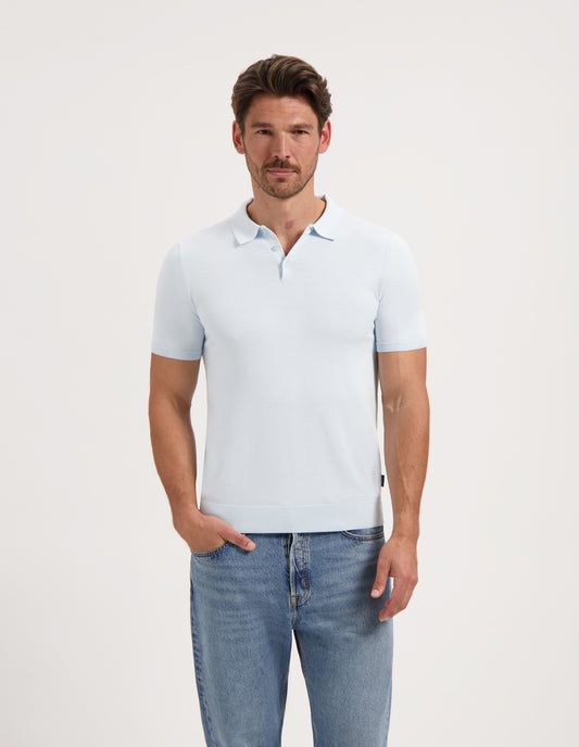 Saint Steve knitted polo Chris kleur misty blue