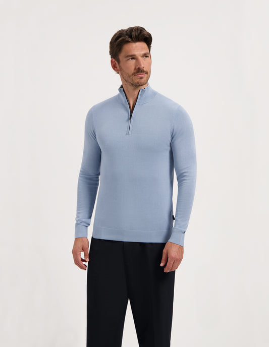 Saint Steve 1/2 zip Cas kleur true blue