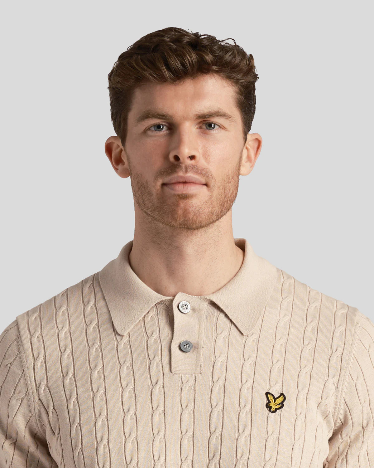 Lyle & Scott Cable Knitted Polo Shirt KN 2008 W870 Cove