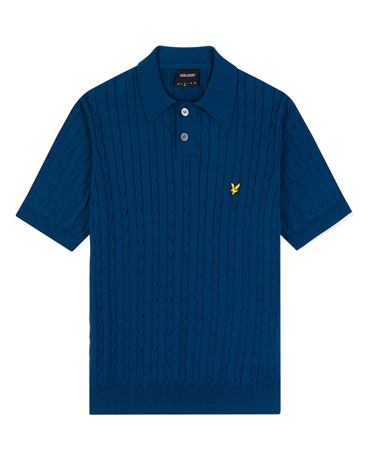 Lyle & Scott Cable Knitted Polo Shirt KN 2008 W992 Apres Navy