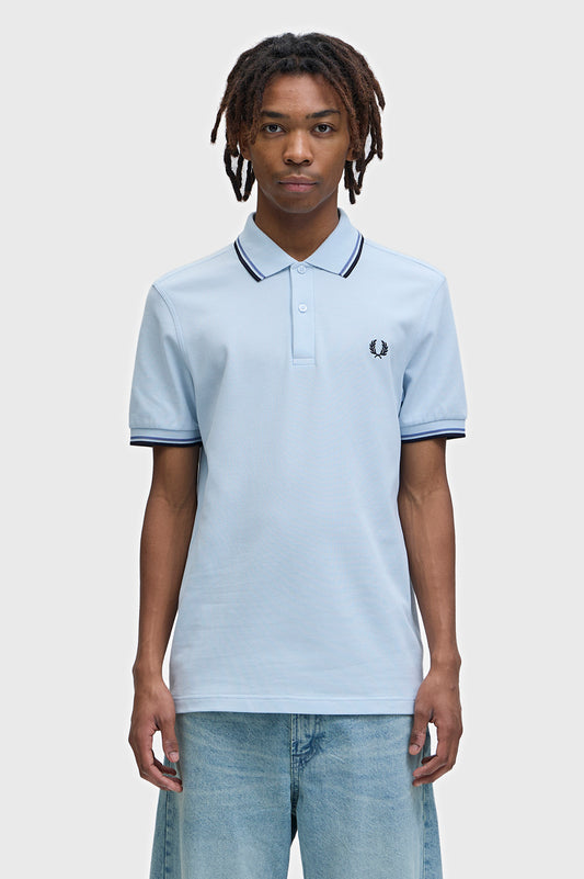 Fred Perry polo M 3600 knitted polo kleur 96A lichtblauw
