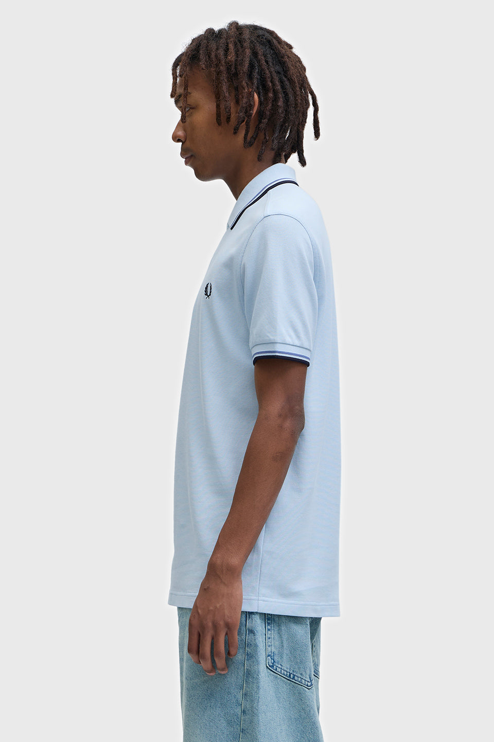 Fred Perry polo M 3600 knitted polo kleur 96A lichtblauw