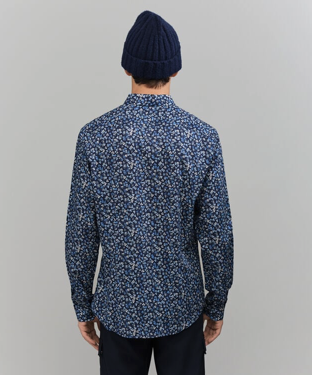 IKKS MZ 1263 HERENHEMD SLIM INDIGO LIBERTY IVY STOF kleur 46