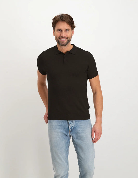 Saint Steve knitted polo Chris kleur zwart