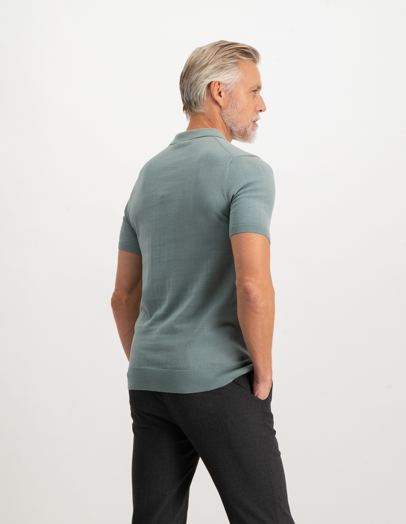 Saint Steve knitted polo Chris kleur silver green