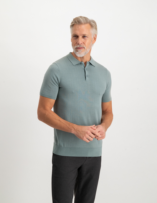 Saint Steve knitted polo Chris kleur silver green